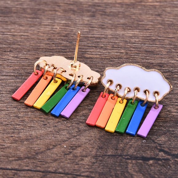 Rainbow Cloud Dangle Earrings - Picture 4 of 9
